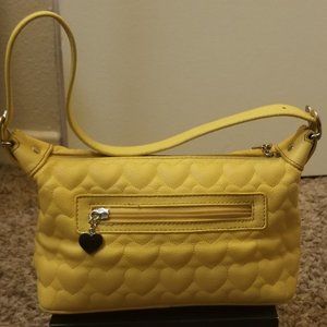 Vegan yellow puffy hart bag